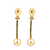 Golden South Sea Pearl Diamond Drop Clip On Earrings