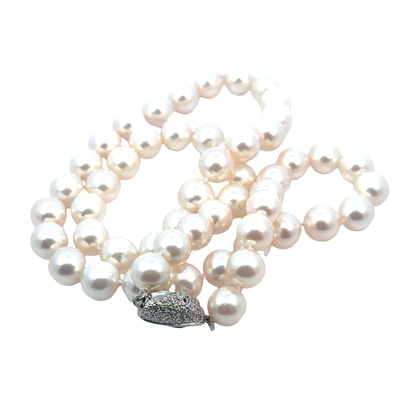 Akoya Cultured Pearl Necklace in Stirling Silver