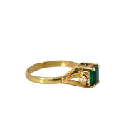 Emerald Diamond Ring in 18ct Yellow Gold p