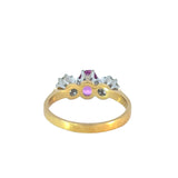 Pink Sapphire Diamond 3 Stone Ring