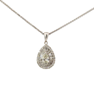 Pear and Baguette Cluster Diamond Pendant