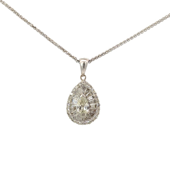 Pear and Baguette Cluster Diamond Pendant