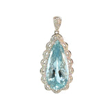 Large Pear Shaped Aquamarine Diamond Pendant