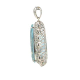 Large Pear Shaped Aquamarine Diamond Pendant