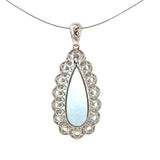 Large Pear Shaped Aquamarine Diamond Pendant