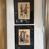 African Water Colour on Fabric Framed