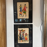 African Water Colour on Fabric Framed