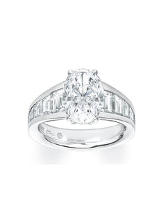 Large Oval and Baguette Diamond Ring