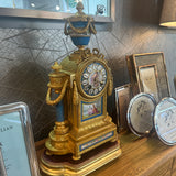 Antique Blue Porcelain Gilt French Clock
