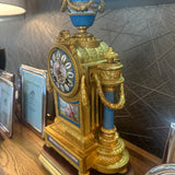 Antique Blue Porcelain Gilt French Clock