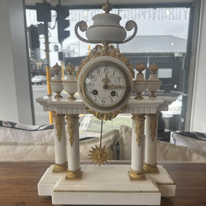 Antique Italian White Marble Clock