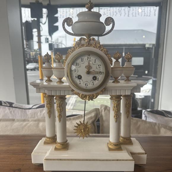 Antique Italian White Marble Clock