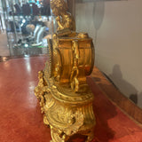 Antique French Gilt Clock - Girl with Cat