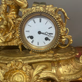 Antique French Gilt Clock - Girl with Cat