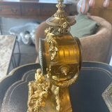 Antique French Gilt Clock - Porcelain Lady