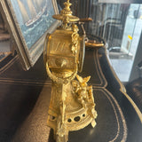 Antique French Gilt Clock - Porcelain Lady