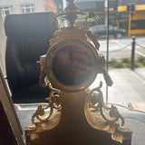 Antique French Gilt Clock - Porcelain Lady