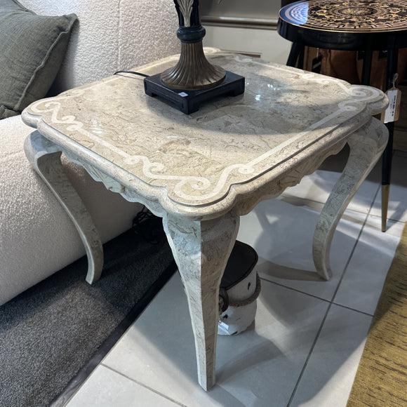 Composite Travertine Side Table