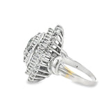 Large Vintage Marquise Diamond Cluster Ring in 18ct White Gold