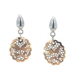 Drop Earrings in 18ct Rose Gold and White Gold