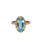 Blue Oval Topaz Dress Ring in Yellow Gold