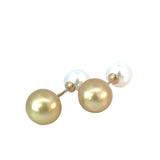 Screw White and Gold Pearl Earrings