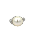 White South Sea Pearl Diamond Ring in 18ct White Gold