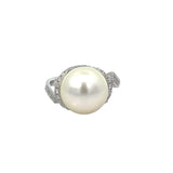 White South Sea Pearl Diamond Ring in 18ct White Gold