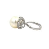 White South Sea Pearl Diamond Ring in 18ct White Gold