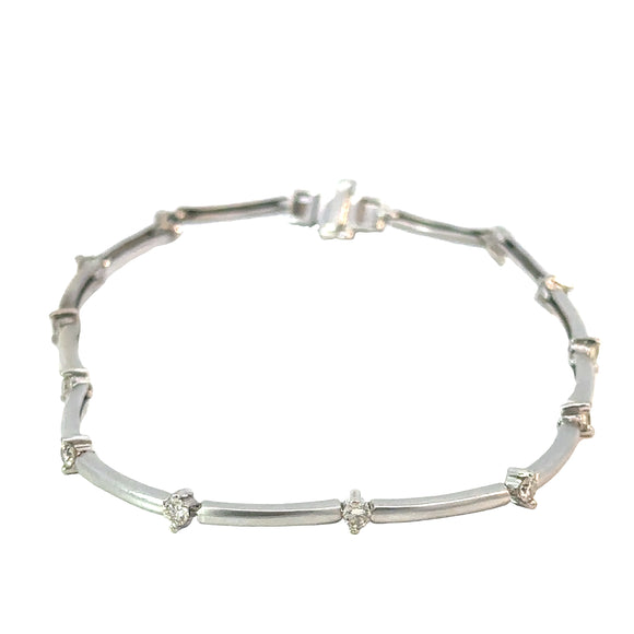 Diamond Sectioned Bracelet in White Gold