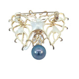Tahitian MOP Brooch Plated Cubic Zirconia