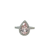 Pear Morganite Diamond Ring in 18ct White Gold