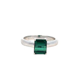Green Tourmaline Ring in 18ct White Gold