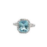 Radiant Cut Aquamarine Diamond Ring - 3.32cts