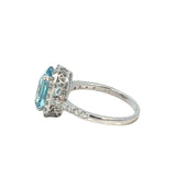 Radiant Cut Aquamarine Diamond Ring - 3.32cts