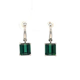 Green Tourmaline Drop Earrings in 18ct White Gold