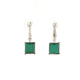 Green Tourmaline Drop Earrings in 18ct White Gold