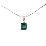Green Tourmaline Drop Necklace in 18ct White Gold