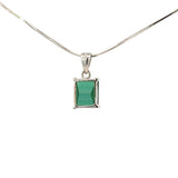 Green Tourmaline Drop Necklace in 18ct White Gold