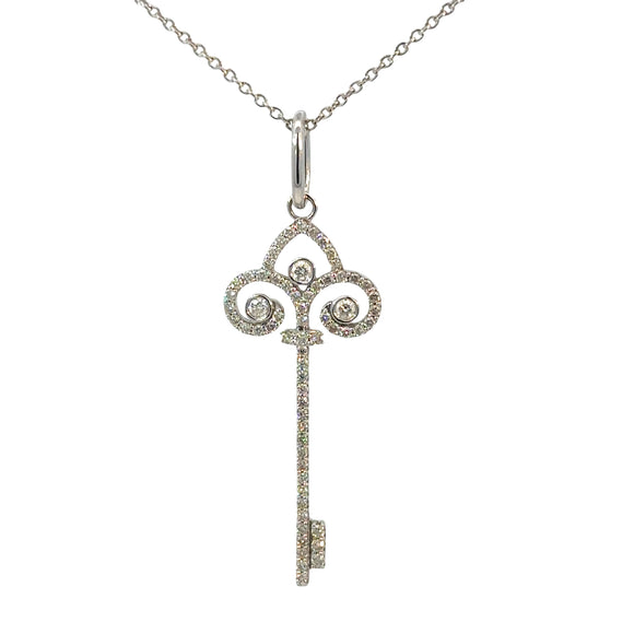 Diamond Key Pendant  in 18ct White Gold