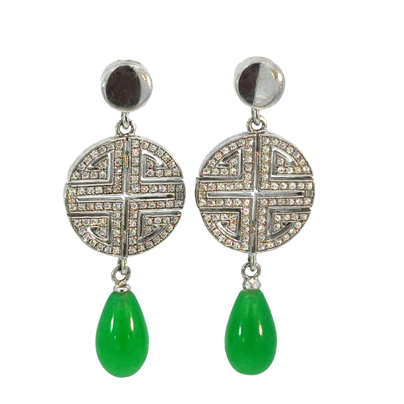 Jade Cubic Zirconia Drop Earrings