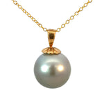 Large Round Tahitian Pearl Pendant in Yellow Gold