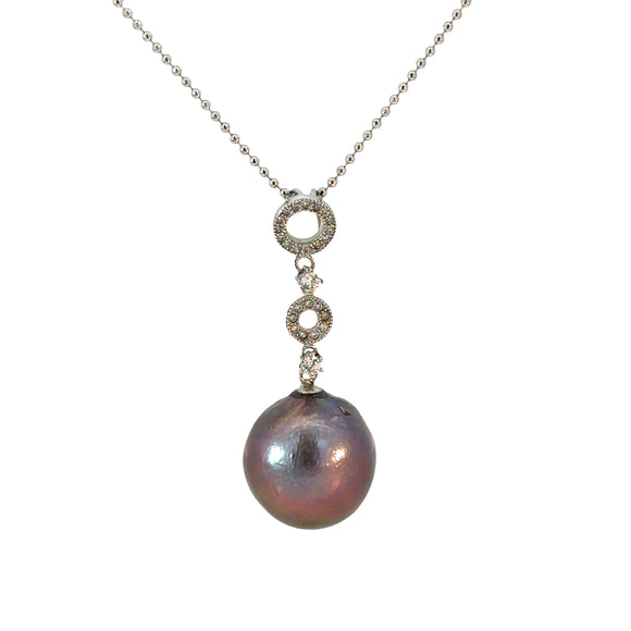 Tahitian Pearl and Cubic Zirconia Necklace