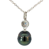 Peacock Pearl and Cubic Zirconia Sapphire Necklace