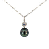 Peacock Pearl and Cubic Zirconia Sapphire Necklace