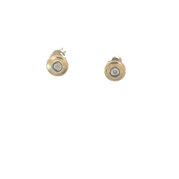 Diamond Gold Circular Stud Earrings