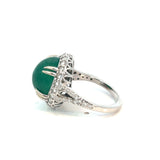 Cabachon Emerald Diamond Ring
