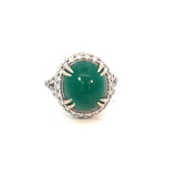 Cabachon Emerald Diamond Ring