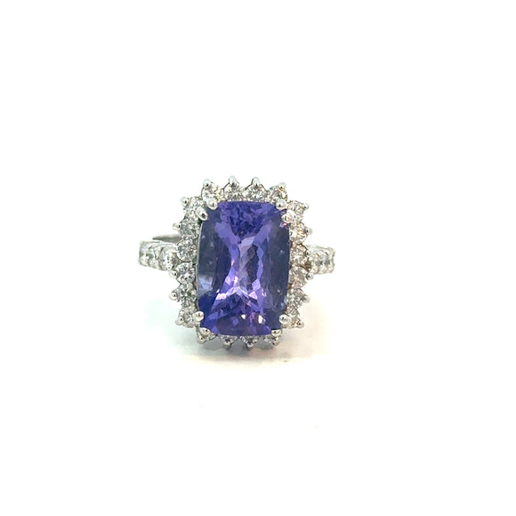 Tanzanite Diamond Cluster Ring
