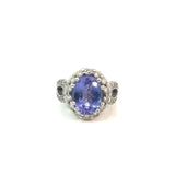 Tanzanite Diamond Cluster Ring in 14ct White Gold